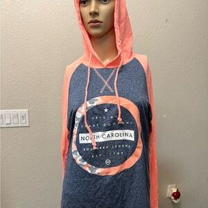 North Carolina Graphic Hoodie - Coral and Navy